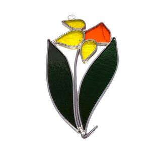 Daffodil Stained Glass Handmade Suncatcher Narcissus Flower Window Hanging 7"